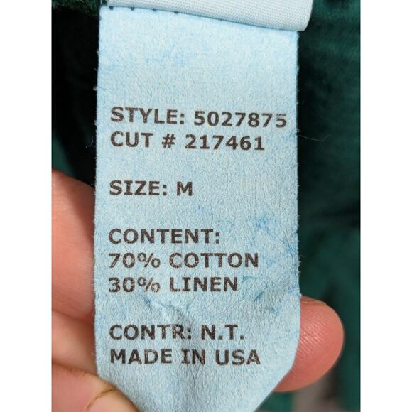 Cut Loose Tunic Top Womens Medium Emerald Handkerchief Hem Side Vent Linen Blend - Picture 5 of 13